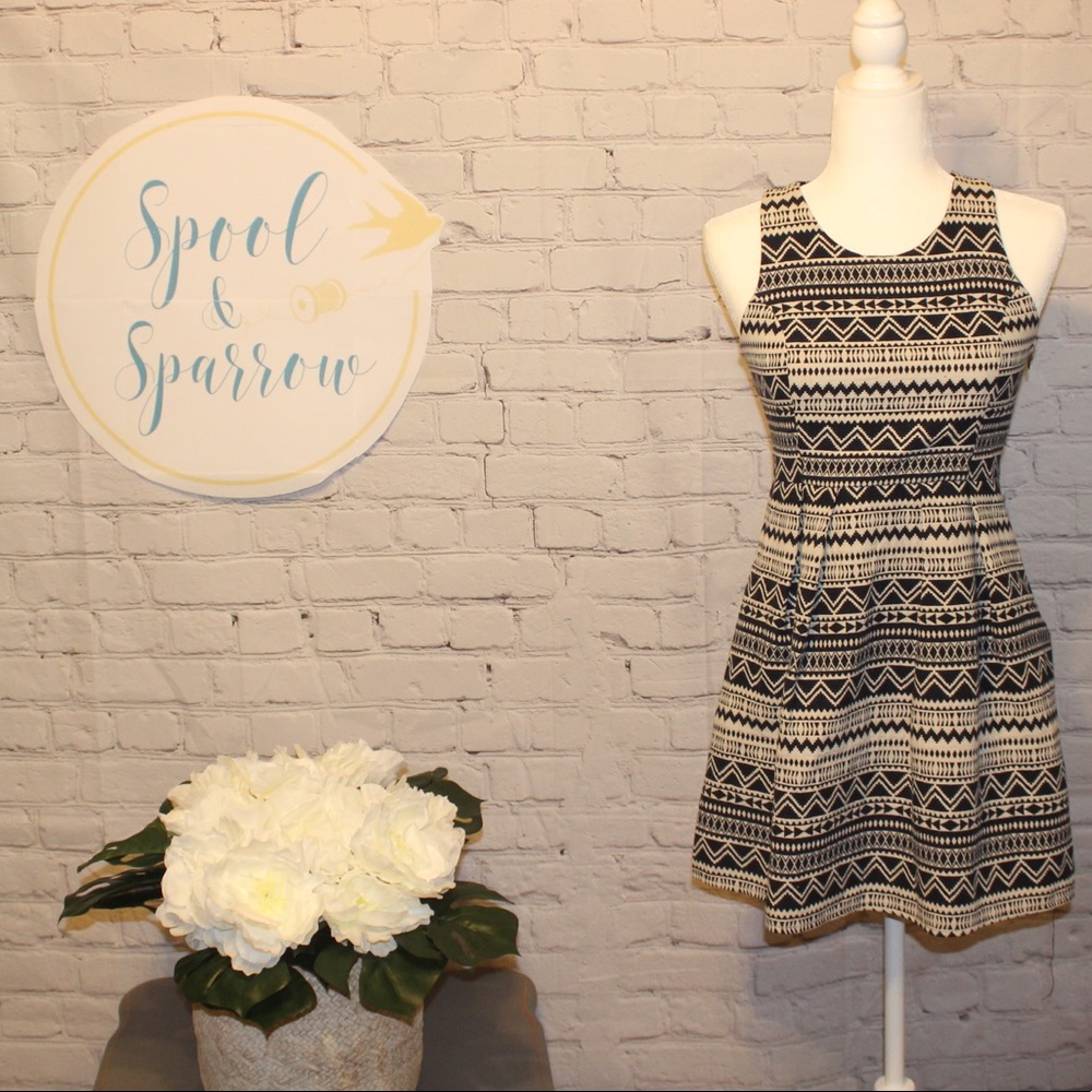 Blue Aztec A-line Sleeveless Dress size S NWT